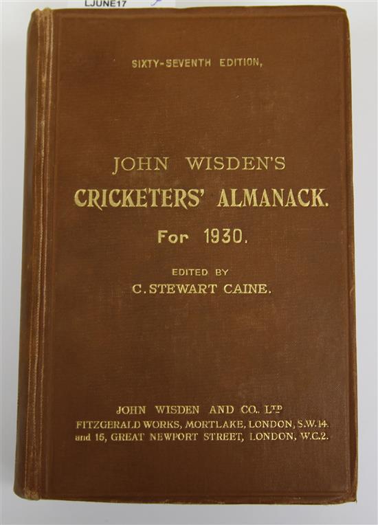 A Wisden Cricketers Almanack for 1930, original hardback binding